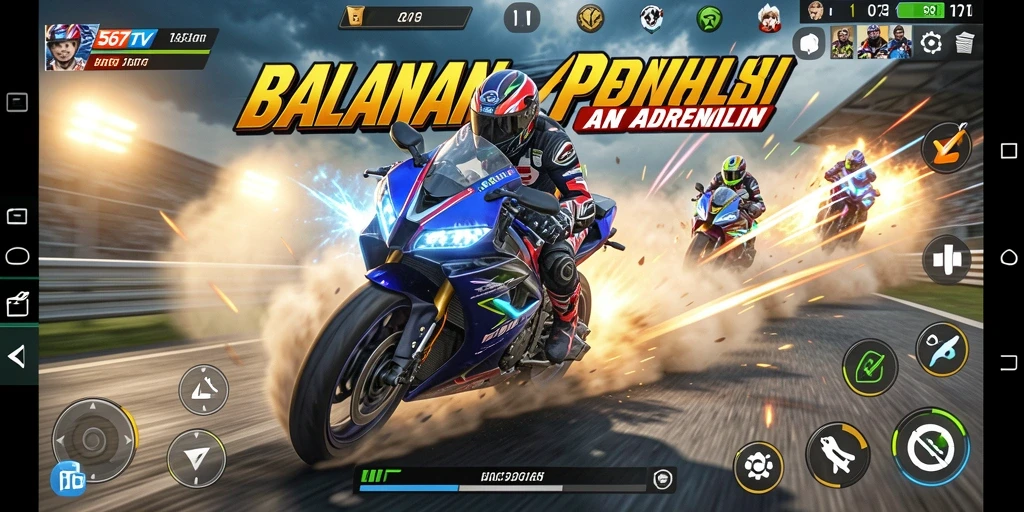 Screenshot 567TV menampilkan aksi balapan motor yang mendebarkan.