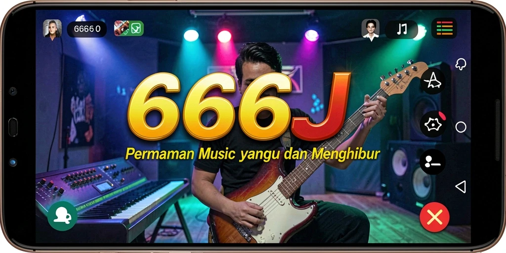 Tampilan gameplay 666J dengan beragam aktivitas musik.