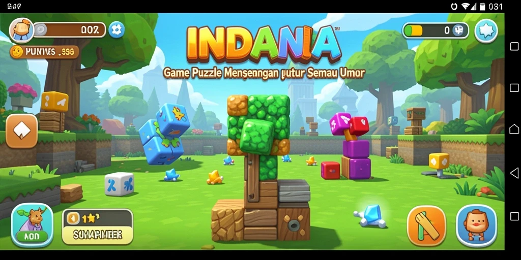 Tampilan gameplay INDAAA yang menarik dengan tantangan Puzzle.