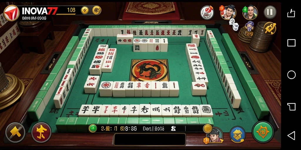 Screenshot utama INOVA77 menampilkan gameplay Mahjong yang menarik.