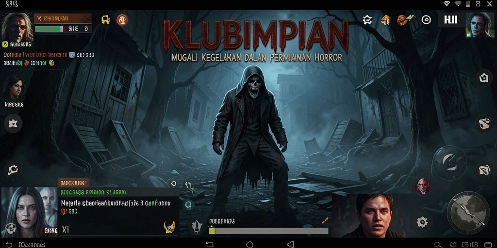 Screenshot gameplay menunjukkan suasana mencekam KLUBIMPIAN.