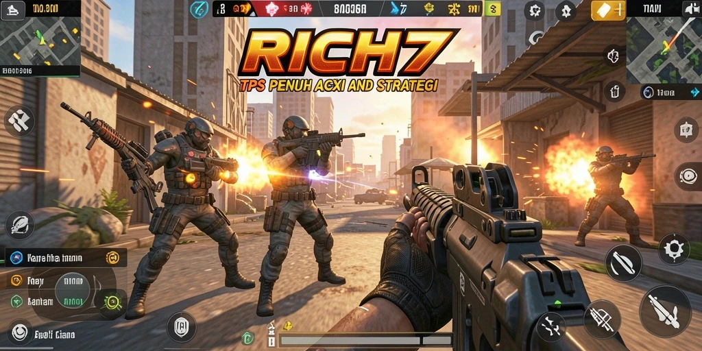 Tampilan gameplay RICH7 yang intens dan mendebarkan saat bertempur.