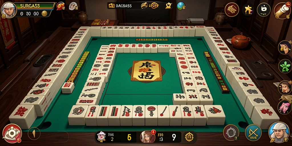 Tampilan gameplay Mahjong yang seru dan menarik di SURGA55.