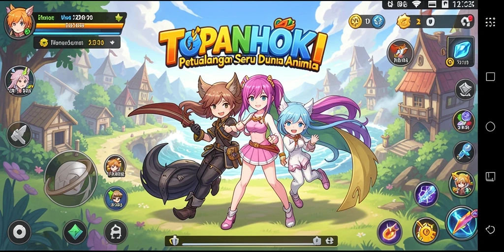 Screenshot gameplay TOPANHOKI yang menampilkan karakter anime dalam aksi.
