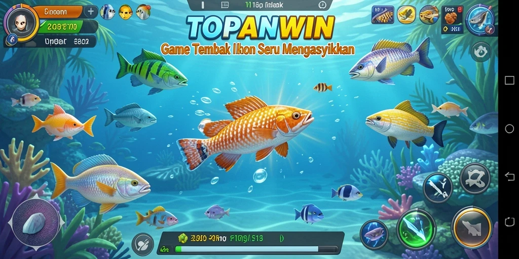 Tangkapan layar utama dari gameplay seru Tembak Ikan TOPANWIN.