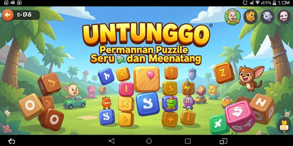 Tangkapan layar gameplay UNTUNGGO menampilkan puzzle menarik dan interaktif.