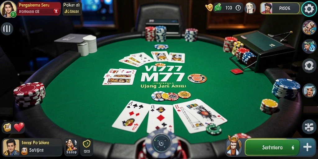 Tampilan gameplay Poker yang seru dan menegangkan di VM777.
