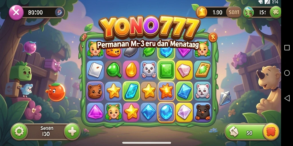 Tampilan gameplay seru dalam permainan Match-3 YONO777.